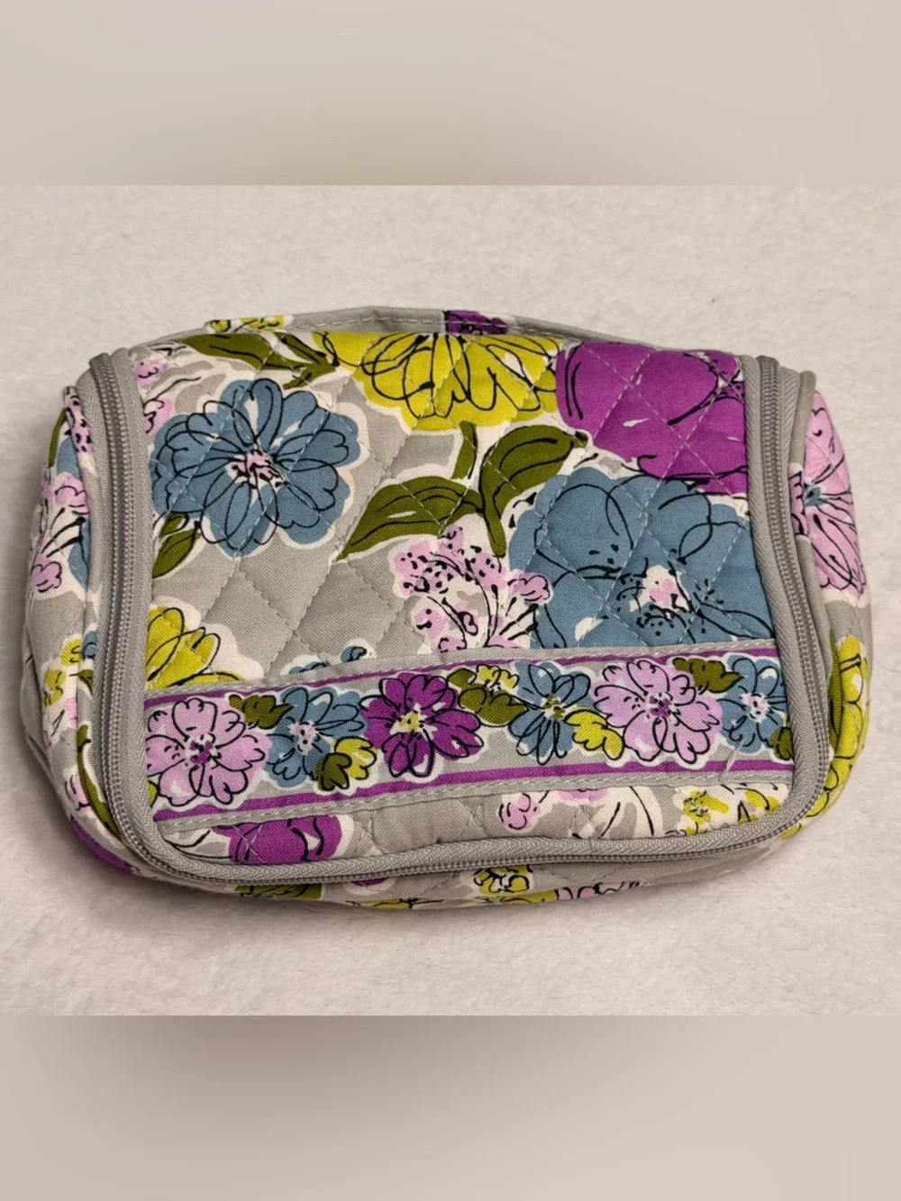 Vera Bradley Floral Hanging Cosmetic Bag in Purple and Gray